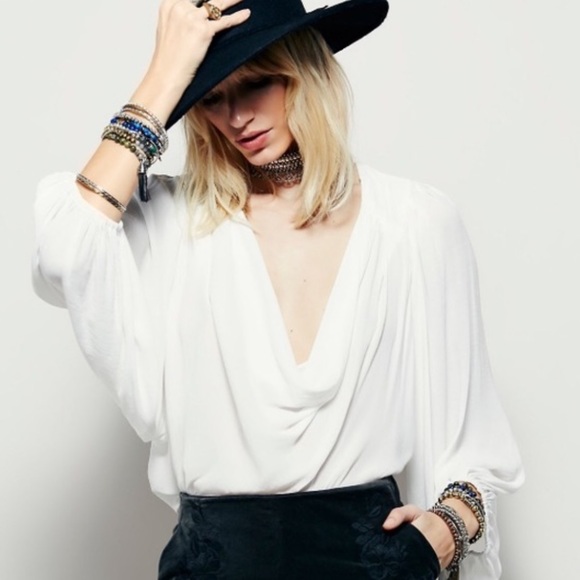 Free People Tops - Free People Cowling Around Flowy White Top